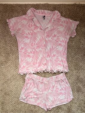 Pink Tropical Two-Piece Pajama Set